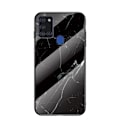 Miniatyrbillede 4 af 11: Samsung A21s Marble Cover 9H hærdet glas bagside glas bagside V2 Black Svart/Vit