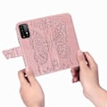 Miniatyrbild 5 av 11: Xiaomi Redmi Note 9 Plånboksfodral PU-Läder 4-FACK Motiv Fjäril Rosa guld