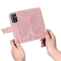 Miniatyrbillede 5 af 11: OnePlus 9 Pro Wallet Case PU Læder 4-LOMMES Motiv Butterfly Pink gold