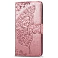 Pikkukuva 1 / 5: Samsung A21s lompakkokotelo PU-nahkainen 4-TASKUN Motif Butterfly Pink gold