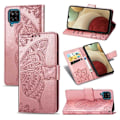Pikkukuva 1 / 5: Samsung A12 lompakkokotelo PU-nahkainen 4-POCKET Motif Butterfly Pink gold