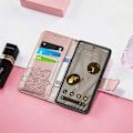 Miniatyrbillede 3 af 6: Google Pixel 8 Pung etui PU-Læder 4-KOMPARTMENT Motiv Sommerfugl Pink gold