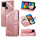 Miniatyrbillede 1 af 7: Google Pixel 4a 5G Wallet Case PU Læder 4-BAG Motiv Butterfly Pink gold
