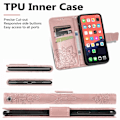 Miniatyrbillede 6 af 7: iPhone 14 Pung etui PU-Læder 4-KOMPARTMENT Motiv Sommerfugl Pink gold