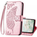 Miniatyrbillede 1 af 6: Samsung A35 5G Pung-etui PU-læder 4-LOMMES Motiv Sommerfugl Pink gold