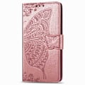 Miniatyrbillede 3 af 8: OnePlus Nord N100 pung etui PU læder 4-LOMMES motiv sommerfugl Pink gold