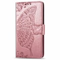 Pikkukuva 2 / 7: Samsung A51 4G lompakkokotelo PU-nahkainen 4-POCKET Motif Butterfly Pink gold