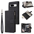 Miniatyrbillede 1 af 7: Google Pixel 8 multifunktionelt pung etui Lynlås 8-lomme Black