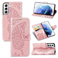 Pikkukuva 1 / 10: Samsung S21 lompakkokotelo PU-nahkainen 4-TASKUN Motif Butterfly Grå