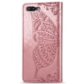 Miniatyrbillede 2 af 8: iPhone 7 Plus / 8 Plus Pung-etui PU-læder 4-LOMMES Motiv Sommerfugl Rosenguld