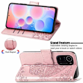 Miniatyrbillede 4 af 11: Xiaomi Mi 11i tegnebog etui PU læder 4-LOMMES motiv sommerfugl Pink gold