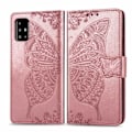 Pikkukuva 1 / 7: Samsung A51 4G lompakkokotelo PU-nahkainen 4-POCKET Motif Butterfly Pink gold