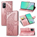 Miniatyrbillede 1 af 8: OnePlus 8T Pung-etui PU-læder 4-LOMMES Motiv Butterfly Pink gold