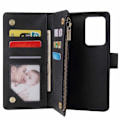 Miniatyrbillede 2 af 7: Samsung S20 Ultra Multifunktionel Pung Etui Lynlås 8-rum Black