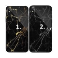 Pikkukuva 2 / 4: iPhone XS / X Marble Shell 9H karkaistu lasi Takalasi Black Variant 2