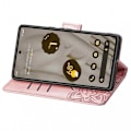 Miniatyrbillede 4 af 6: Google Pixel 8 Pung etui PU-Læder 4-KOMPARTMENT Motiv Sommerfugl Pink gold
