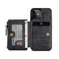 Pikkukuva 3 / 10: iPhone 12 Mini Cover -korttipidike ja vetoketju 3-POCKET CaseMe Flippr Black