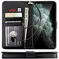 Miniatyrbillede 1 af 6: iPhone 12 Mini Pung Etui PU Læder 4 RUMM Black