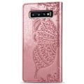 Miniatyrbillede 2 af 8: Samsung S10 Plus Pung etui PU-Læder 4-KOMPARTMENT Motiv Sommerfugl Rosenguld