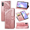 Pikkukuva 1 / 5: Xiaomi Redmi 9A -lompakkokotelo PU-nahkainen 4-taskuinen perhonen Pink gold