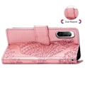 Miniatyrbillede 4 af 5: Xperia 10 II Pung Etui PU Læder 4-LOMMES Motiv Sommerfugl Pink gold
