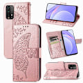Miniatyrbild 1 av 11: Xiaomi Redmi Note 9 Plånboksfodral PU-Läder 4-FACK Motiv Fjäril Rosa guld