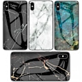 Miniatyrbild 1 av 7: iPhone XS Max Marmorskal 9H Härdat Glas Baksida Glassback V2 Black Svart/Vit