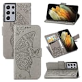 Pikkukuva 9 / 10: Samsung S21 Ultra Wallet Case PU-nahkainen 4-POCKET Motif Butterfly Rosenguld
