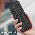 Pikkukuva 5 / 9: Samsung A13 5G / A04s Iskunkestävä Jalusta ja korttipaikka ThinArmor V3 Black