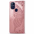 Pikkukuva 2 / 6: OnePlus Nord N10 -lompakkokotelo PU-nahkainen 4-TASKUN motiiviperhonen Pink gold