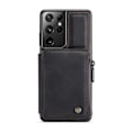 Pikkukuva 5 / 7: Samsung S21 Ultra Cover -korttipidike ja vetoketju 4-PACK CaseMe Flippr Black