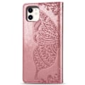 Pikkukuva 2 / 8: iPhone 12 Mini-lompakkokotelo PU-nahkainen 4-TASKUN motiiviperhonen Grå