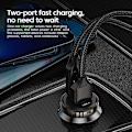 Miniatyrbillede 3 af 8: 2-ports kompakt USB-C biloplader 45W PD20W & QC 3.0 Transparent