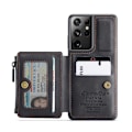 Pikkukuva 3 / 7: Samsung S21 Ultra Cover -korttipidike ja vetoketju 4-PACK CaseMe Flippr Black