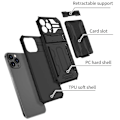 Pikkukuva 3 / 9: iPhone 13 Pro Max Iskunkestävä kansi Jalusta ja korttipaikka ThinArmor V3 Black