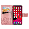 Miniatyrbild 3 av 8: iPhone 11 Pro Max Plånboksfodral PU-Läder 4-FACK Motiv Fjäril Rosenguld