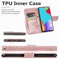 Miniatyrbillede 8 af 11: Samsung A13 4G Pung etui PU-læder 4-KOMPARTMENT Motiv Butterfly Pink gold