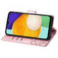 Pikkukuva 3 / 4: Samsung A13 5G / A04s lompakkokotelo PU-nahkainen 4-POCKET Motif Butterfly Pink gold