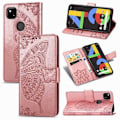 Miniatyrbillede 1 af 5: Google Pixel 4a 4G Wallet Case PU Læder 4-BAG Motiv Butterfly Pink gold