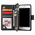 Miniatyrbillede 1 af 7: iPhone 7/8/SE (2020&2022) Multifunktionelt pung etui Lynlås 8-rum Vinröd