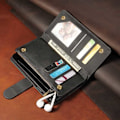Miniatyrbild 9 av 9: Samsung A15 5G Multifunktionellt Plånboksfodral Zipper 8-Fack Svart