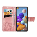 Pikkukuva 2 / 5: Samsung A21s lompakkokotelo PU-nahkainen 4-TASKUN Motif Butterfly Pink gold