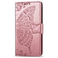 Miniatyrbillede 1 af 8: Samsung S10 Plus Pung etui PU-Læder 4-KOMPARTMENT Motiv Sommerfugl Rosenguld