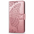 Miniatyrbild 3 av 8: OnePlus 8T Plånboksfodral PU-Läder 4-FACK Motiv Fjäril Rosa guld