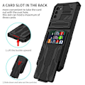 Miniatyrbild 2 av 9: Samsung A02s Stöttåligt Skal Kickstand & Kortfack ThinArmor V3 Svart
