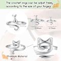 Miniatyrbild 4 av 5: Garnring Katt Kitty Öron Justerbar Storlek Virkning Ring Nybörjare Stickning Virkning Present