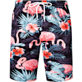 Miniatyrbild 3 av 6: Herr Hawaiian skjorta och shorts set Regular Fit kortärmad casual funky strand flamingo skjorta set M M Black Dark Flamingo