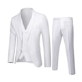 Miniatyrbild 1 av 2: Herrar 3-delad Slim Fit Kostymset, Solid Jacka Väst Byxor White White L