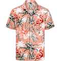 Miniatyrbild 2 av 5: Herr Hawaiian skjorta och shorts set Regular Fit kortärmad casual funky strand flamingo skjorta set M M Orange Flamingo