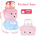 Miniatyrbild 2 av 5: Kawaii björn vattenflaska med sugrör och rem, 800 ml söta gradient färgglada vattenflaskor bärbara läckagesäkra BPA-fria drickskoppar för barn flickor